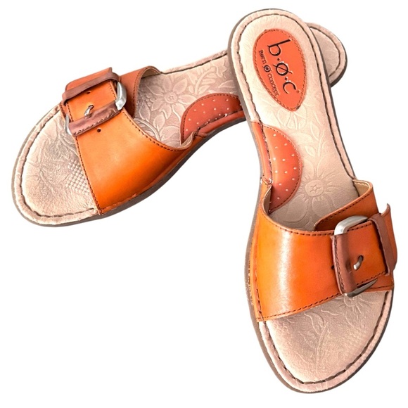 b.o.c Born Concepts Orange Leather Buckle Sandals Size 8 - Picture 2 of 9